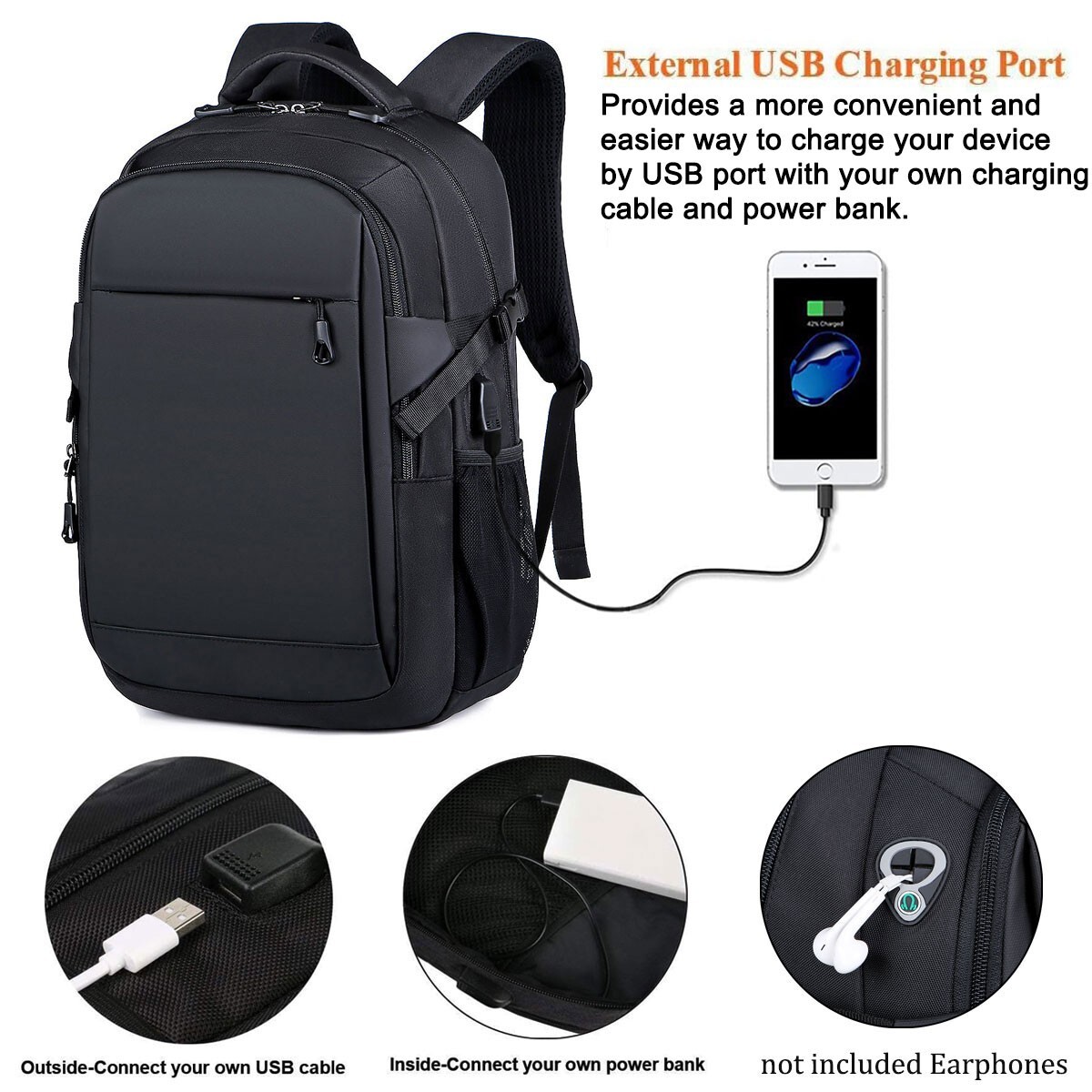 Travel Large Durable Backpack Rucksack Laptop School Book Zipper Bag Men Women