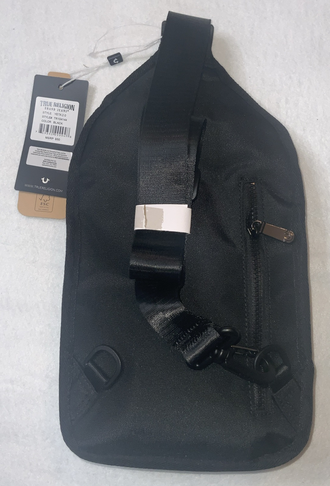 True Religion Black Unisex Buddha Patch YETA 2.0 Crossbody Bag TR104144 New