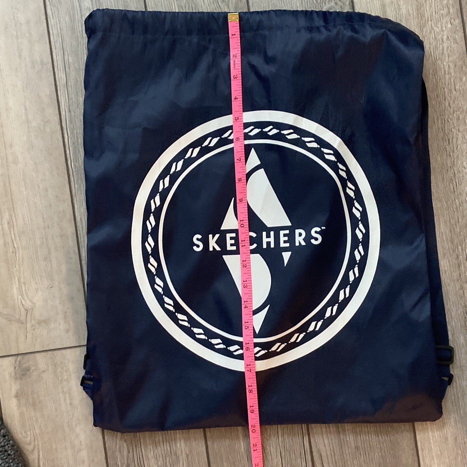 Skechers Nylon Drawstring Bag / Backpack / Gym Bag Tote Sack Navy Blue