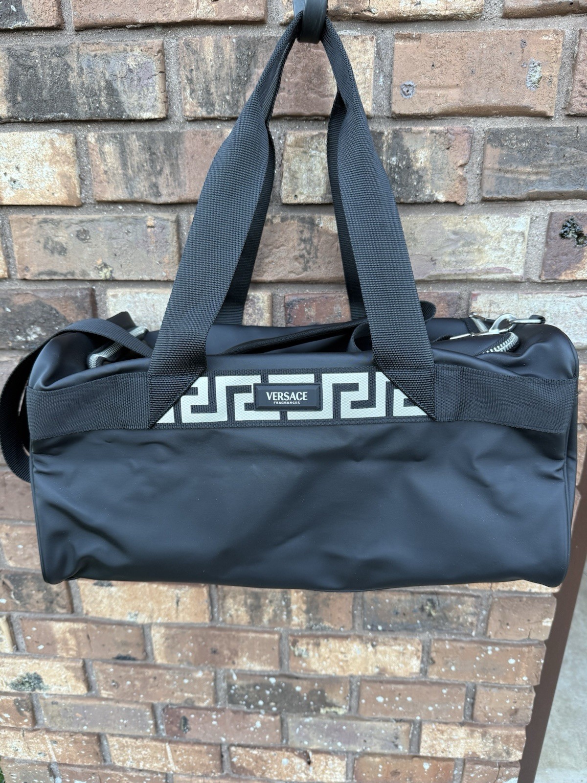 Versace Black Duffle Faux Leather Bag Versace Men’s Fragrance Collection ~17x9x9
