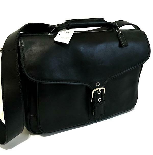 NWT Coach Logan BLK Leather Large Business Portfolio Messenger Laptop Briefcase