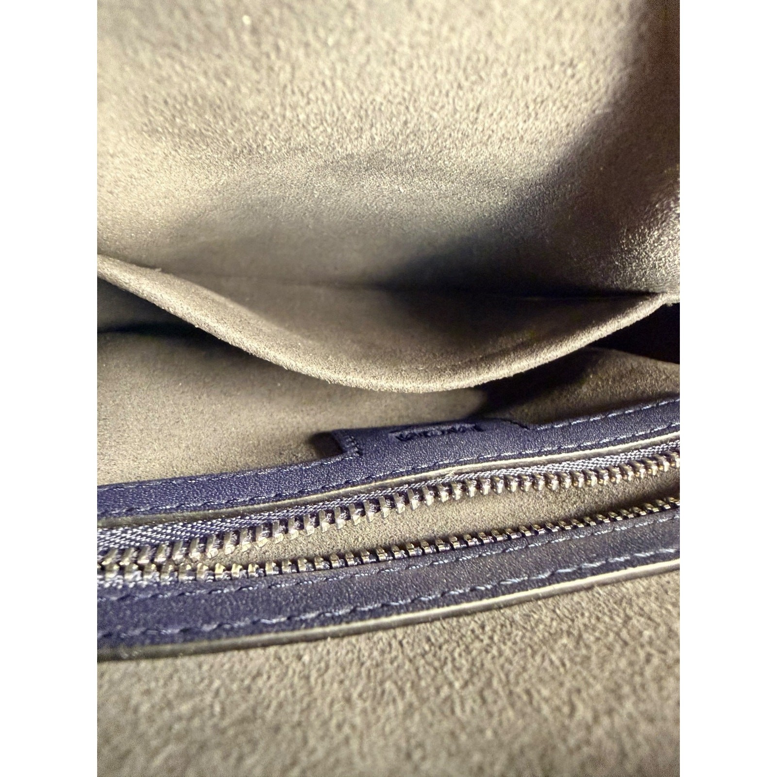MCM NWT Klassik Monogram Embossed Leather Crossbody Bag in Navy Blue