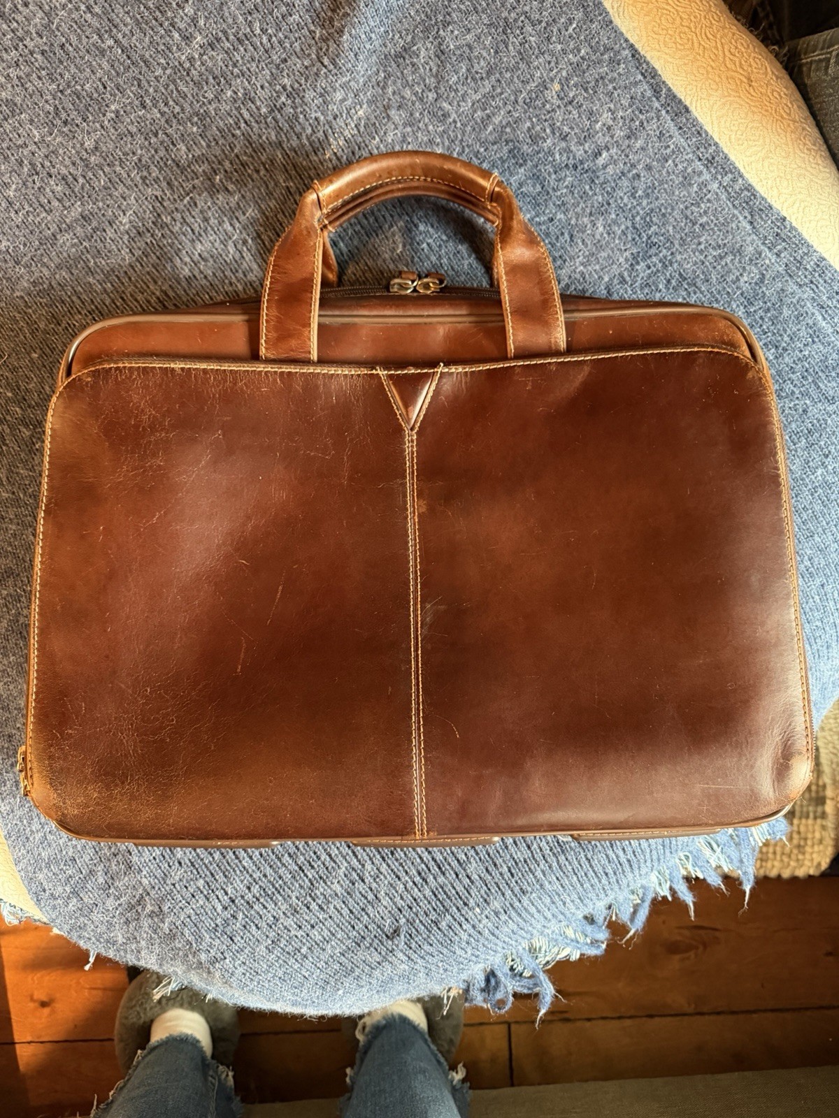 Johnston and Murphy Brown Leather Soft Side Briefcase Vintage