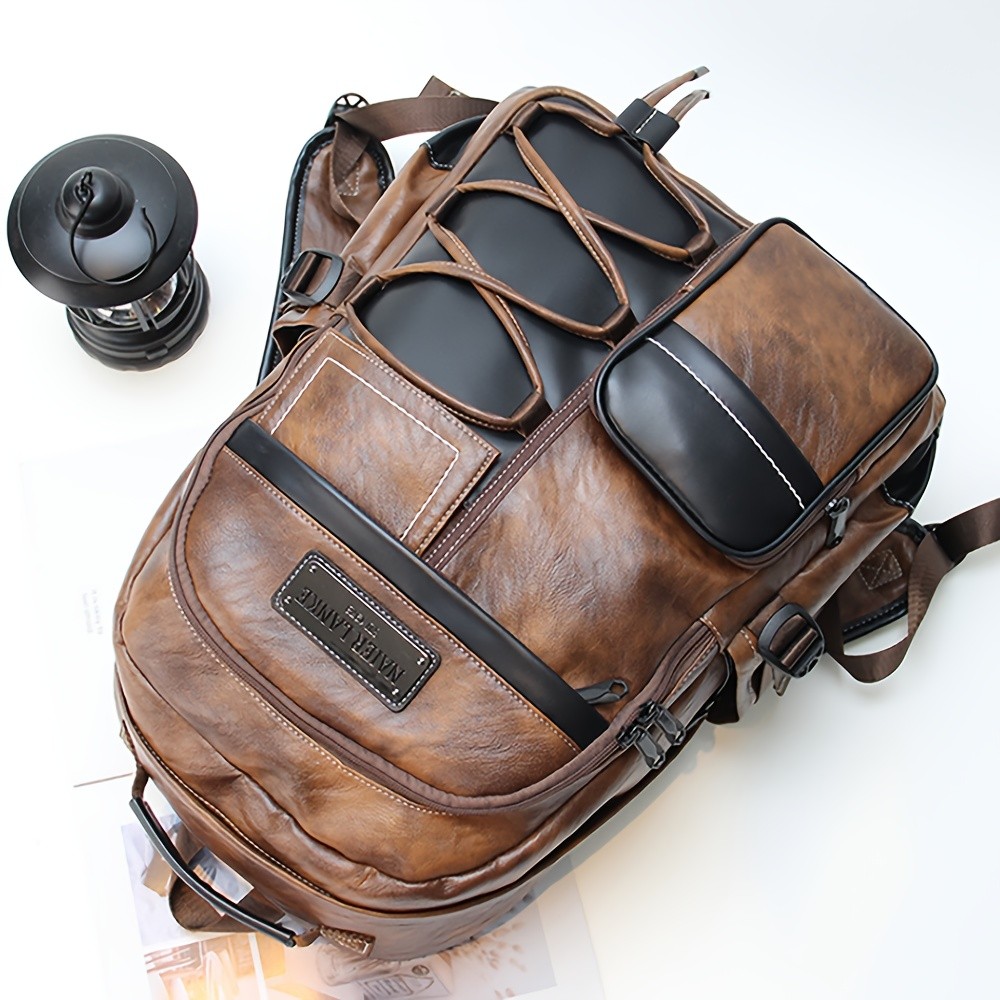 US Business Mens Genuine Leather School Backpack Laptop Travel Waterproof Bag