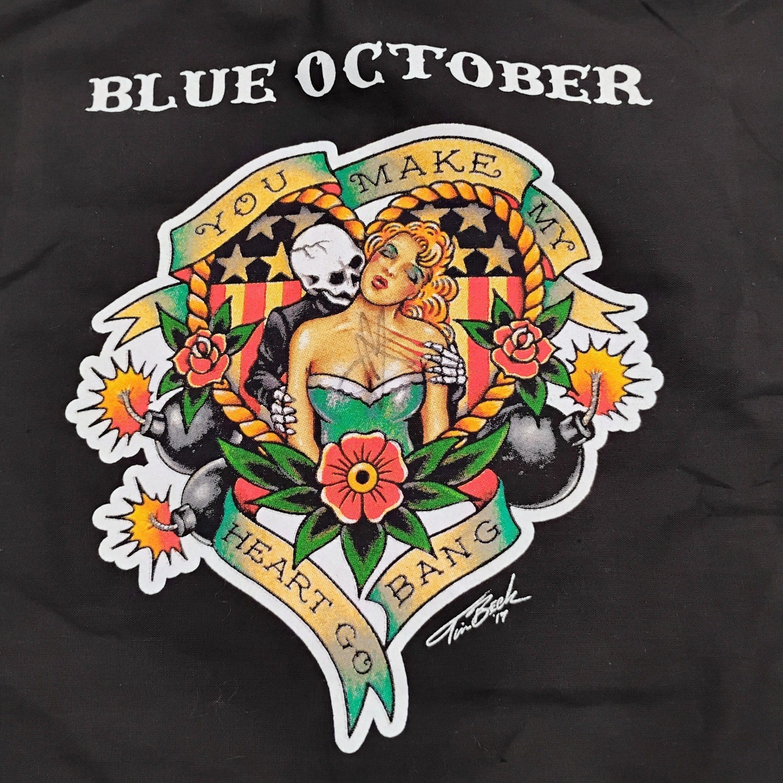 Furstenfeld Blue October You Make My Heart Go Bang Drawstring Bag Tattoo Art