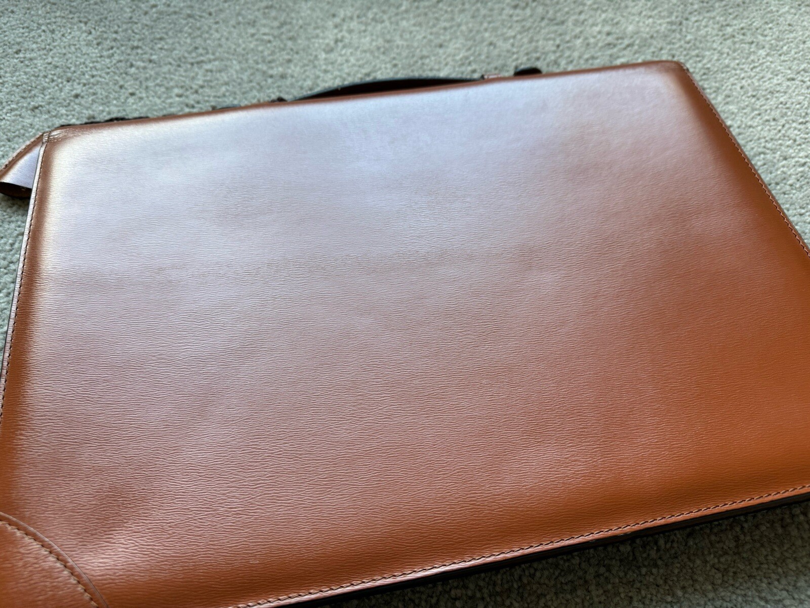 LOEWE Brown Leather Briefcase Document Laptop Bag with Lock & Key Spain