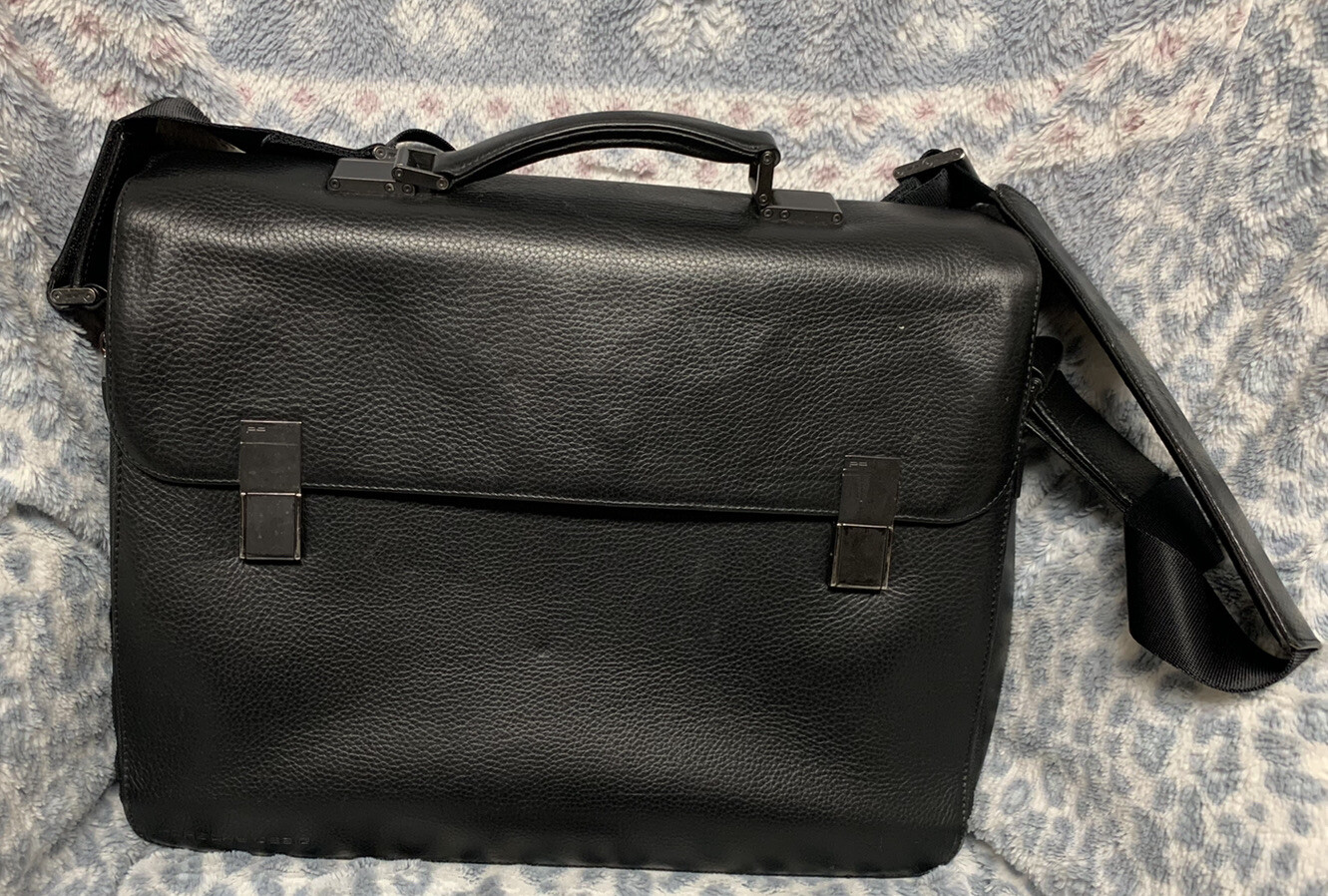 Porsche Design P’2100 Leather Messenger Laptop Briefcase Bag Luxury-13”x17”x5”
