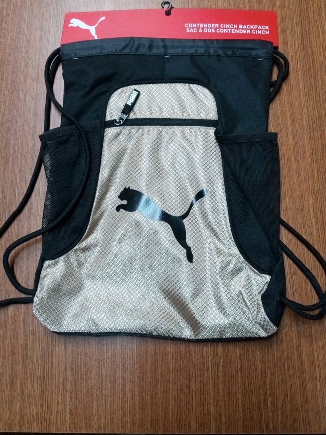Puma Equinox Carrysack 18″x14″ Sackpack Drawstring Black w Gold