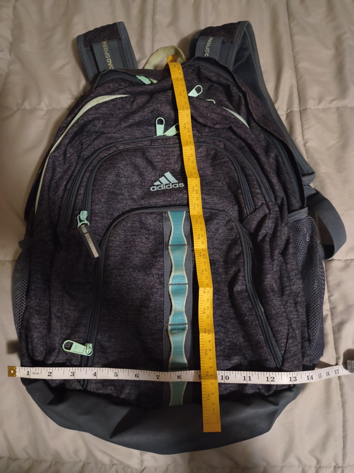 Adidas Gray/Black/Teal Large Backpack w/ 5 Zip Pockets -Free Shipping!🚚-