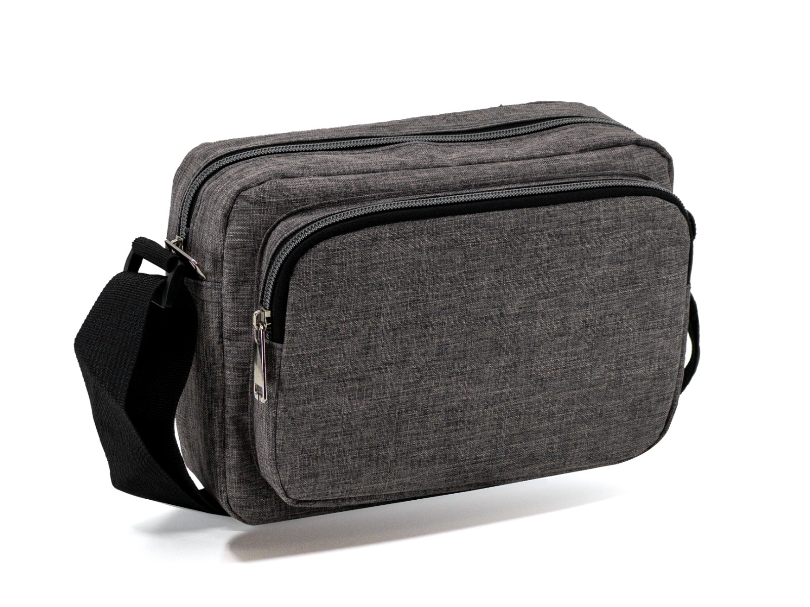 Compact Crossbody Travel Bag Dual Zipper Pocket Satchel Shoulder Sling Pouch