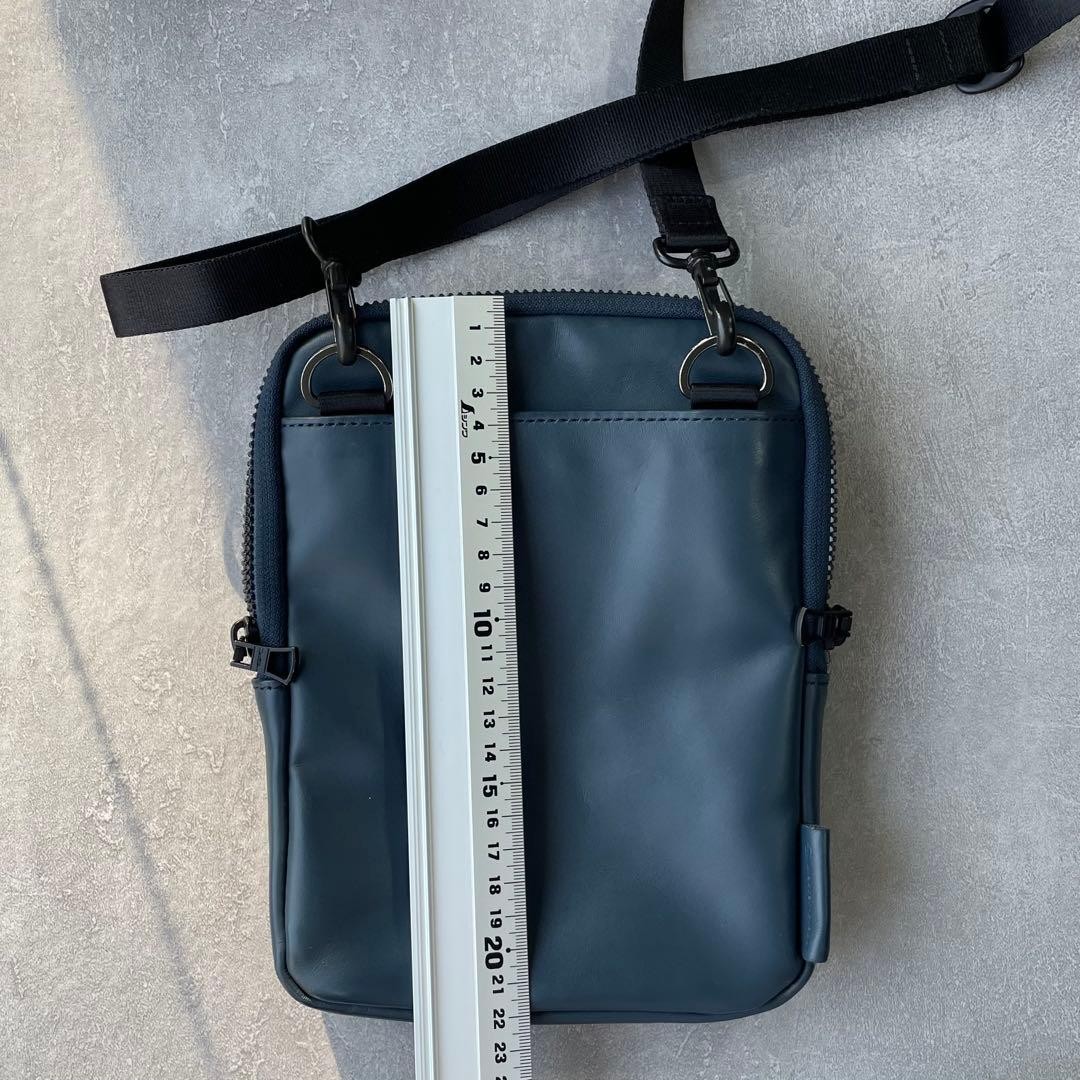 Master-Piece Navy Leather Shoulder Bag Men Unisex Travel Business