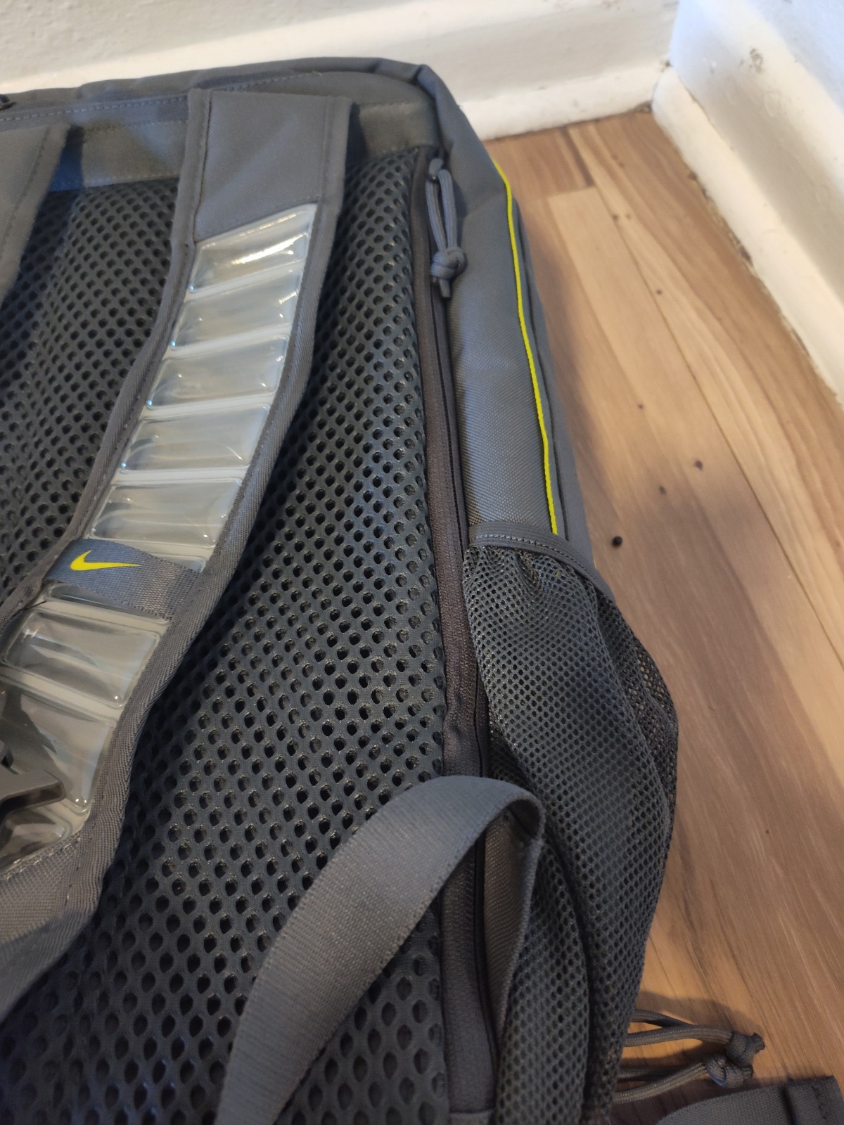 Nike Utility Speed Backpack Grey Yellow Accent Training Gym School Bag
