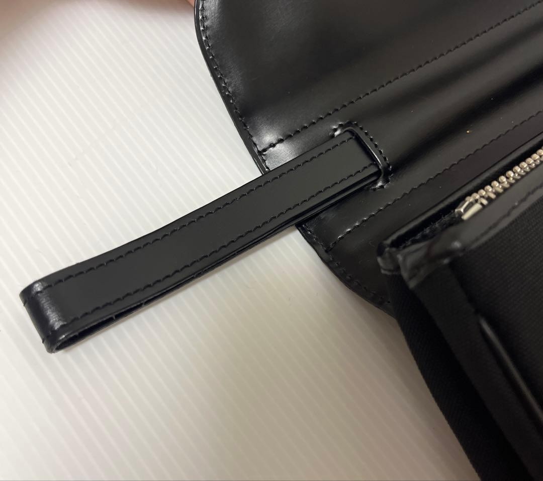 Dunhill Clutch Bag Second Bag Black Nylon x Leather Flap Lock & Key Men’s Used