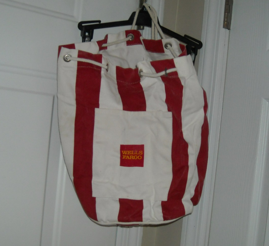 Wells Fargo, Red & White, Colored Tote / Duffel Bag, Preowned, Good Condition