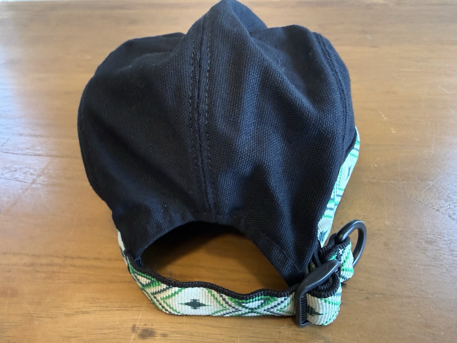 Kavu Black Canvas Aztec Strap Back Panel Cap Hat Made in USA Size Medium