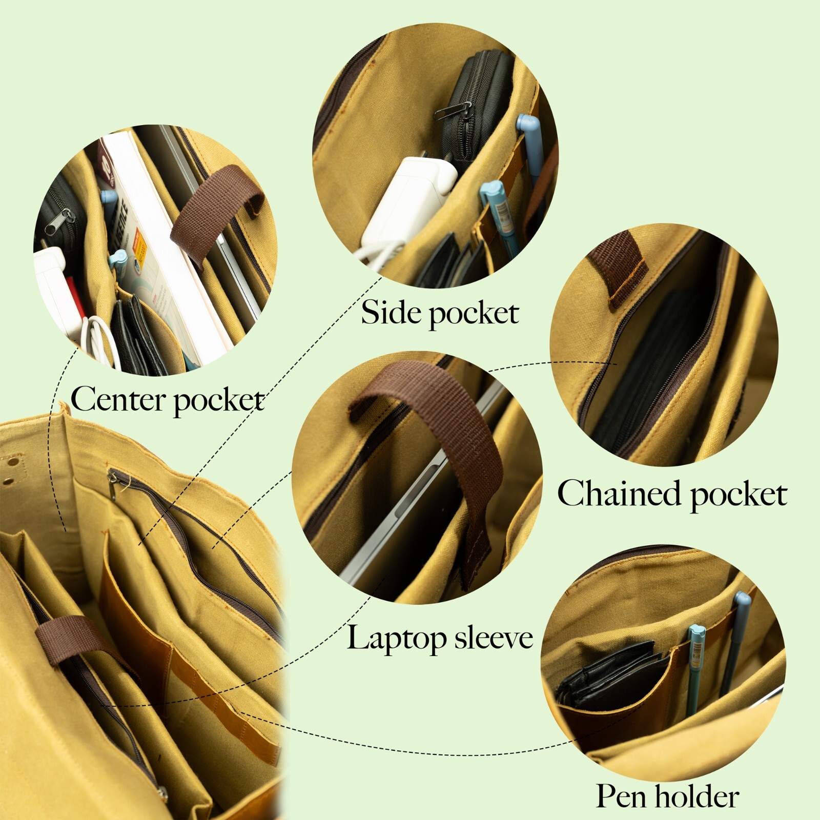 16 inch Leather Laptop Messenger Bag for Men Satchel Office Business Briefcase
