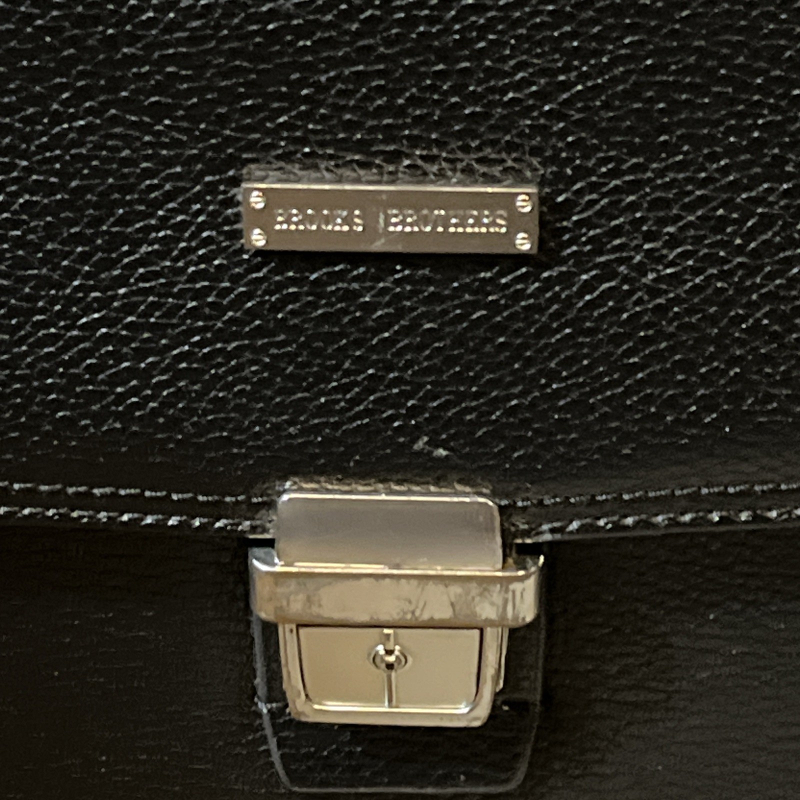 Brooks Brothers Genuine Pebbled Leather Trolley Travel Bag Black Used VGC