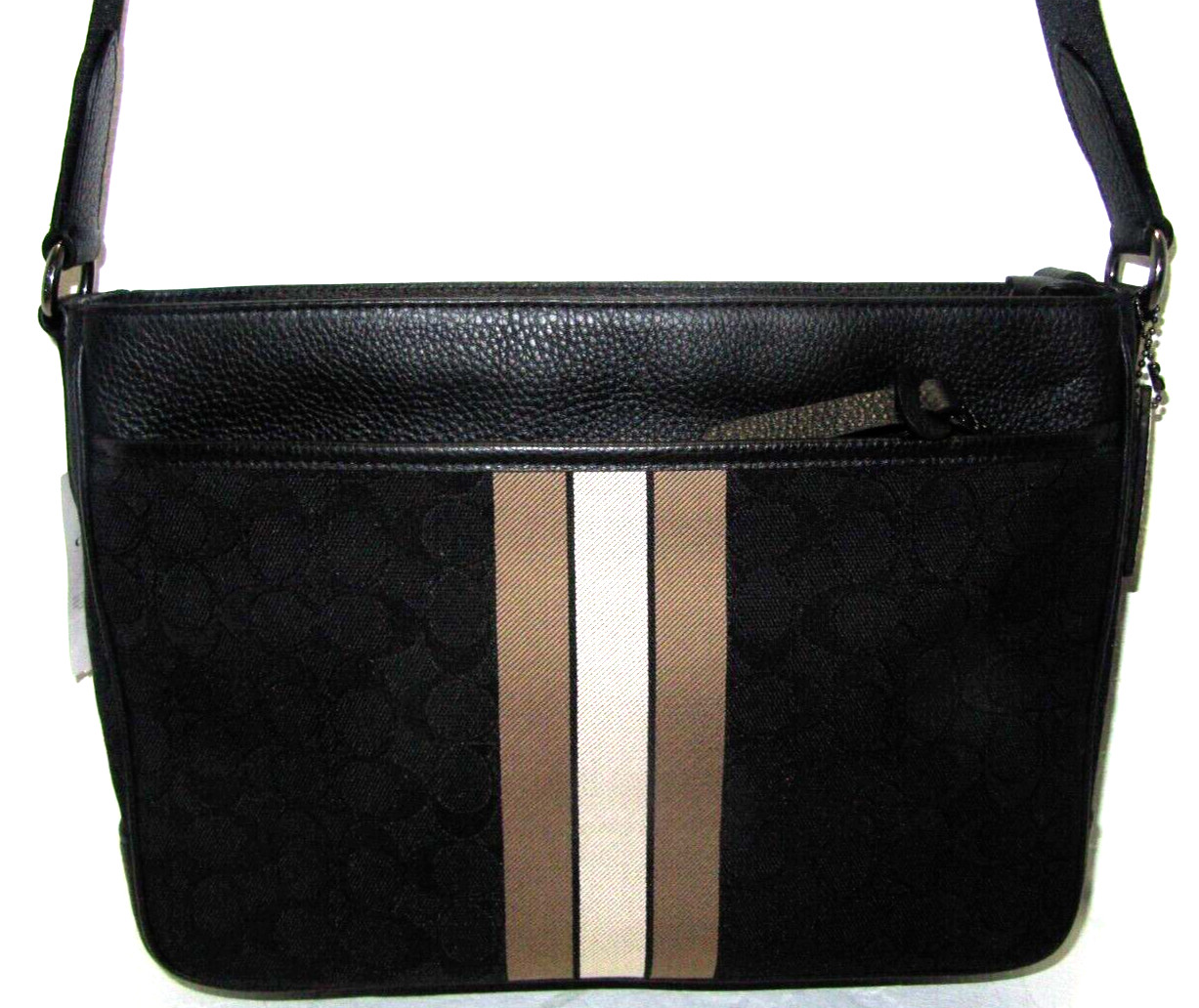 Coach C5291 Men’s Thompson Crossbody Black Signature Jacquard & Leather NWT $350
