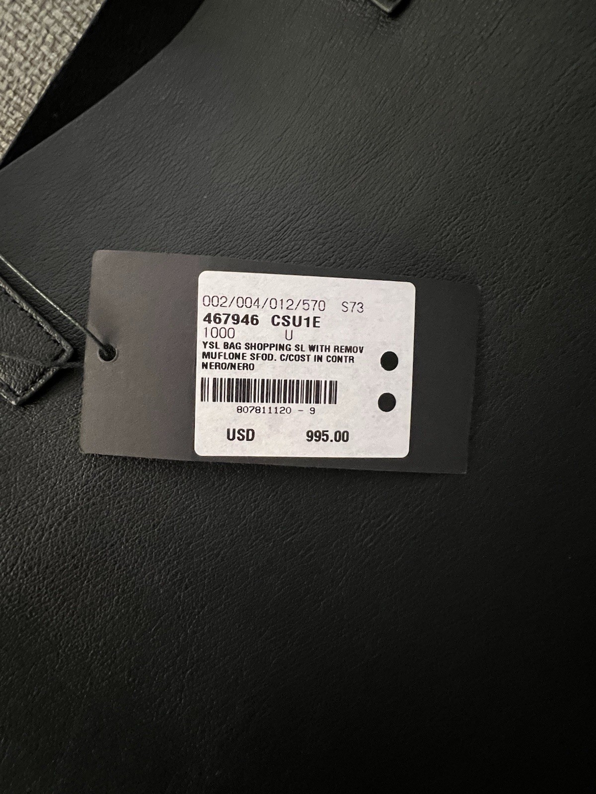 Saint Laurent Black Leather Tote Back With A Pouch brand new never worn