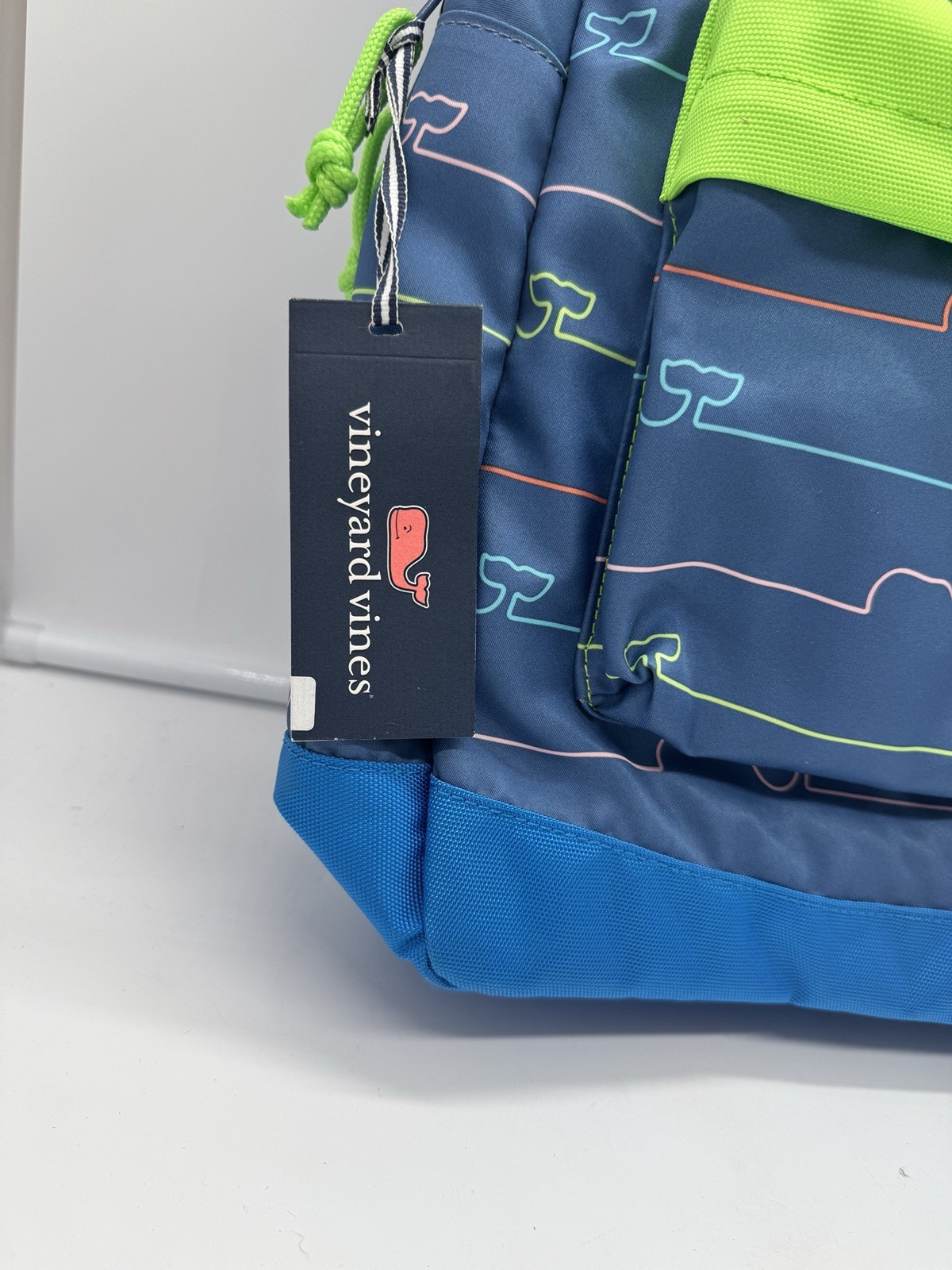 Vineyard Vines Backpack Blue Multicolor Whale Logo Padded Laptop School Book Bag