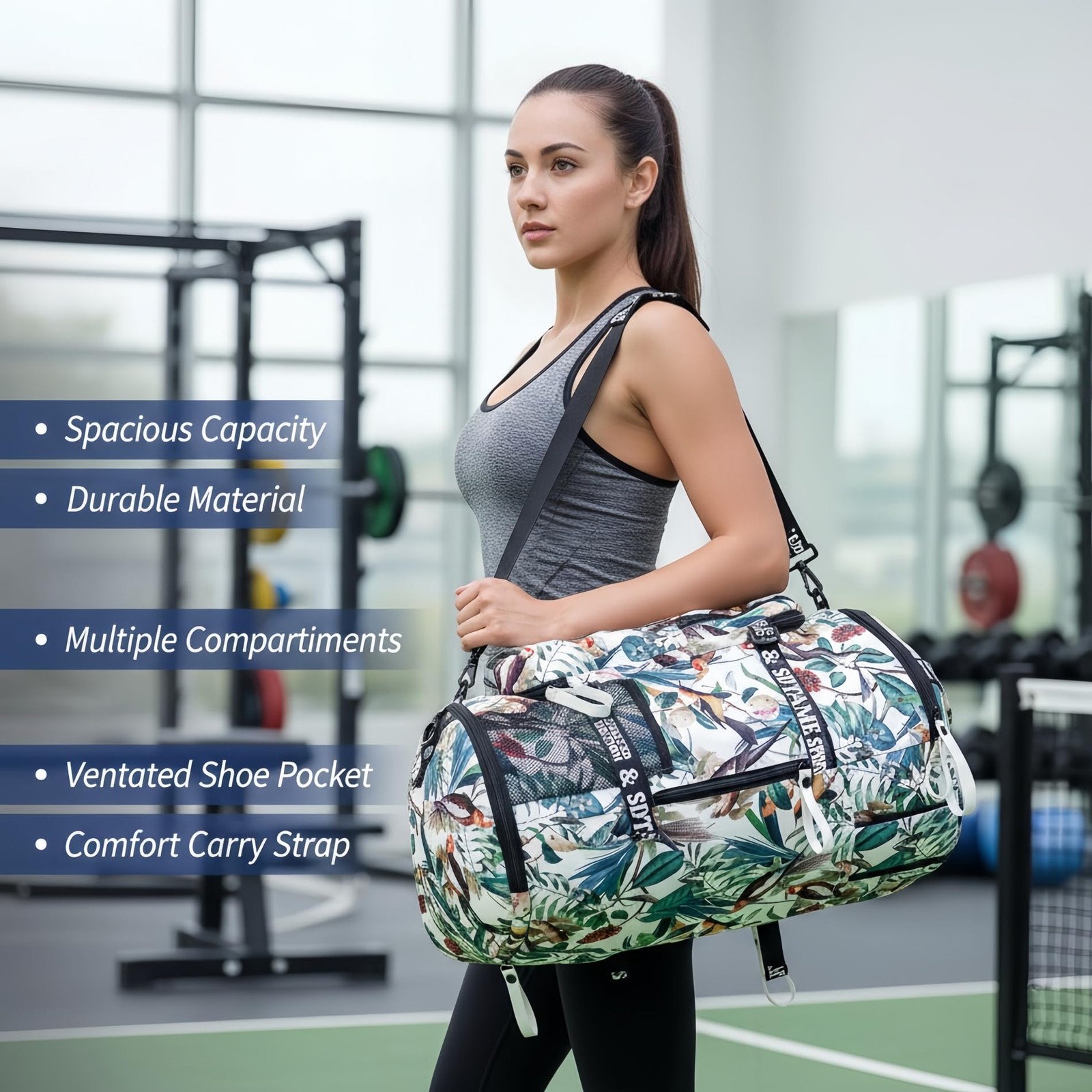 Gym Duffle Bag Backpack Shoe Compartment 4Way Travel Waterproof Laptop