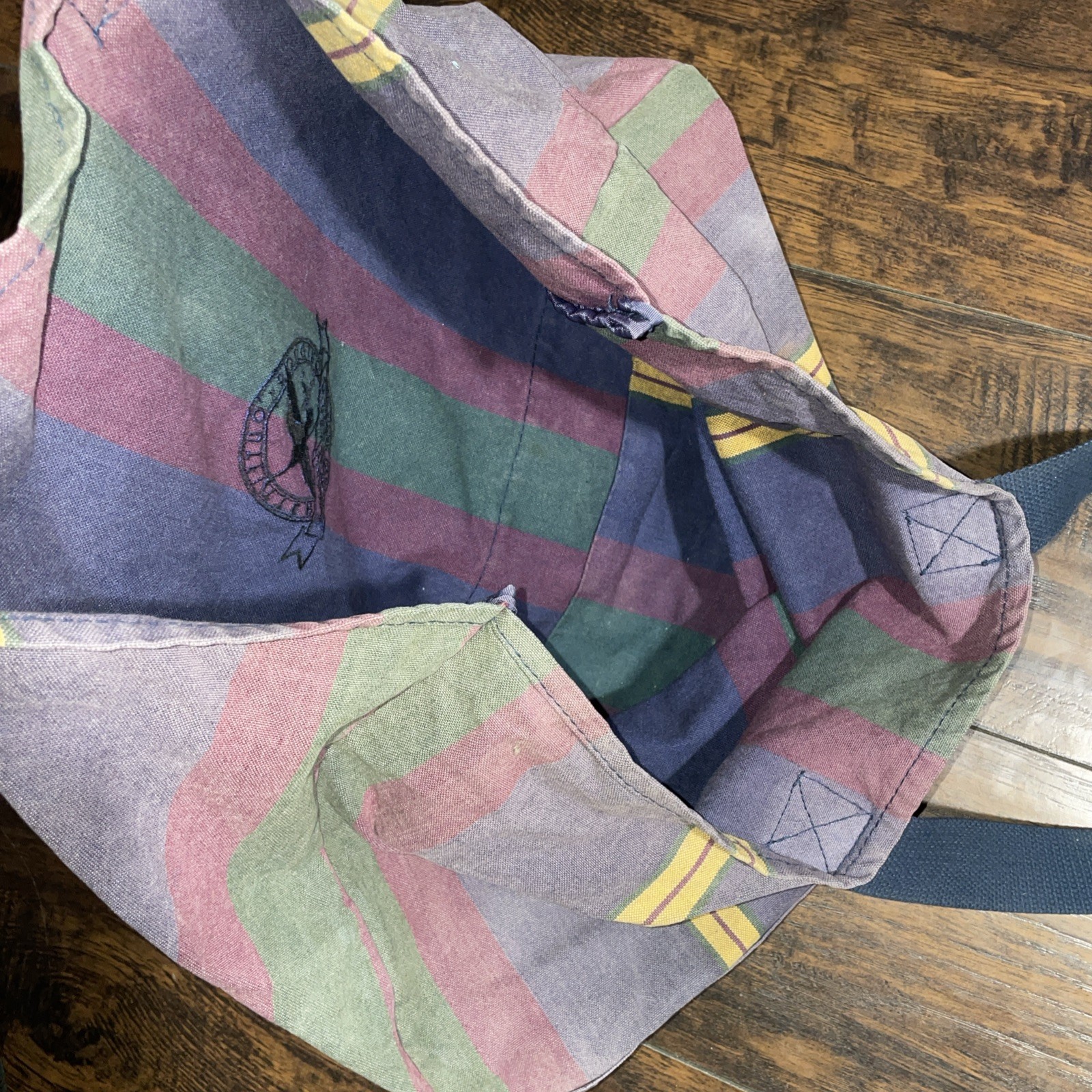 Eddie Bauer Vintage Stripe Tote Bag Multi Color Double Handles Faded