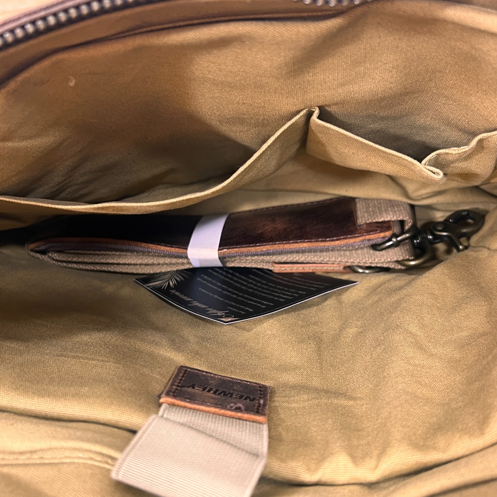 Newhey Waxed Canvas Leather Messenger Bag Coffee Brown 16 Inch Laptop NWT