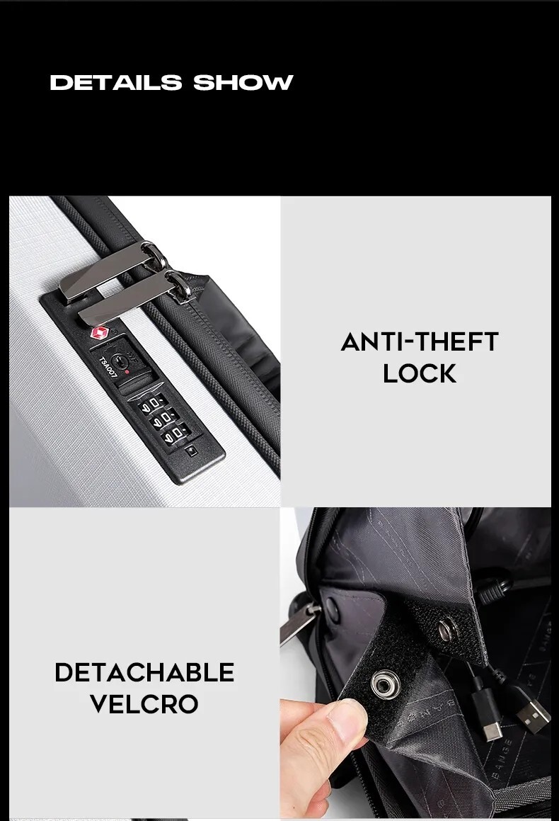 BANGE Hard Shell Backpack Men Anti-thief Business Backpacks 15.6″ Laptop Backpac