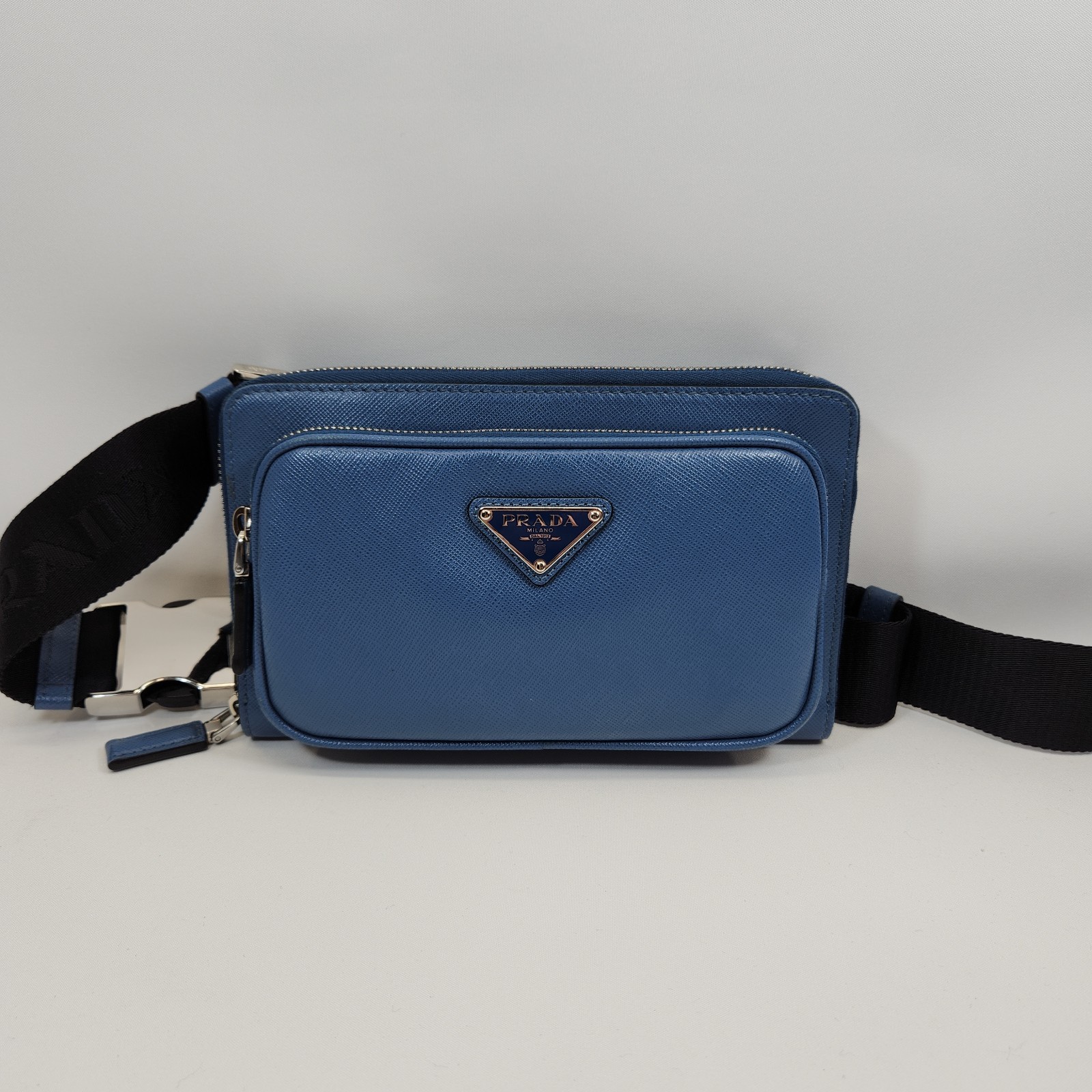 Prada Saffiano Leather Belt Bag in Aviation Blue
