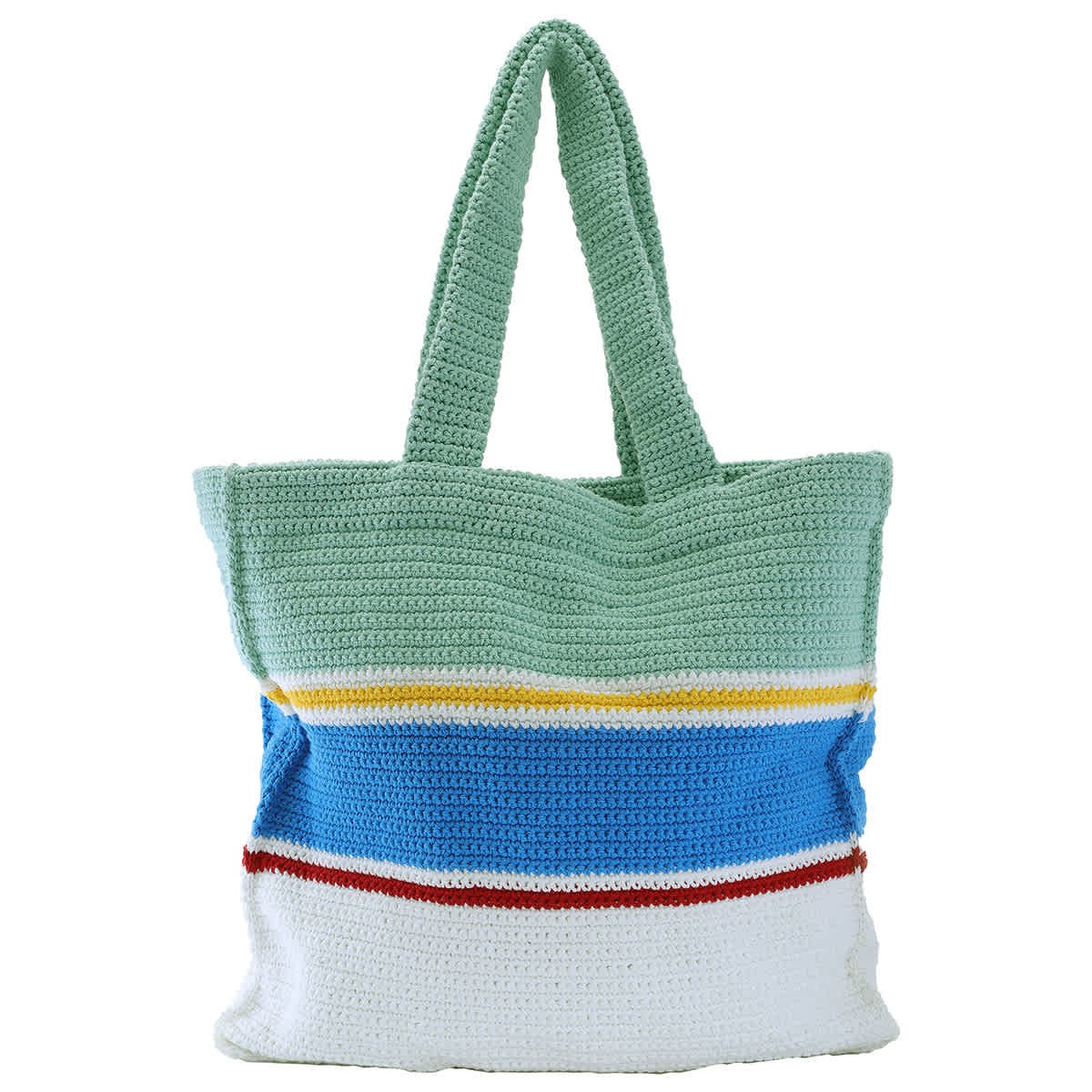 Casablanca Men’s White / Blue Multi Crochet Shopper Bag APF24-BAG-104-0-WHITE /