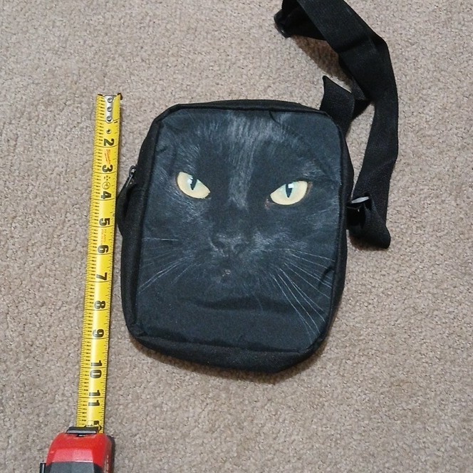 Black Cat Face Animal Print Small Crossbody Bag Zip Closure Adjustable Strap