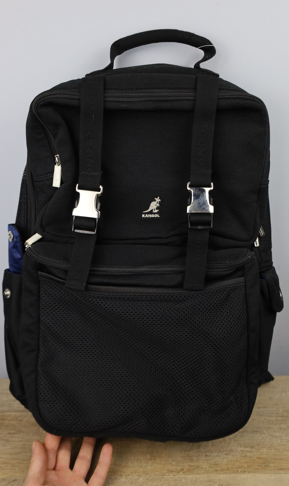 Y2K Kangol Tropic Black Back Pack Buckle Large Capacity NWT