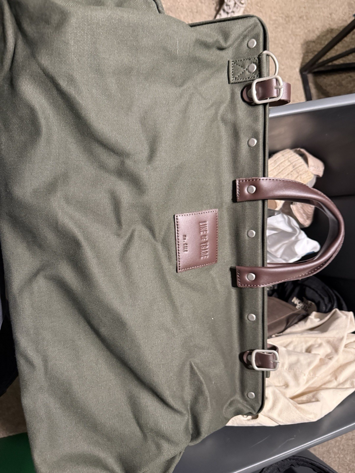 Line of Trade Canvas and Leather Weekender Mason Bag Olive Green
