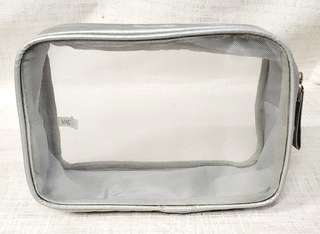 LOT/6 BLUE MERCURY Mesh Silver Toiletry Cosmetic Makeup Travel Bag With Zipper