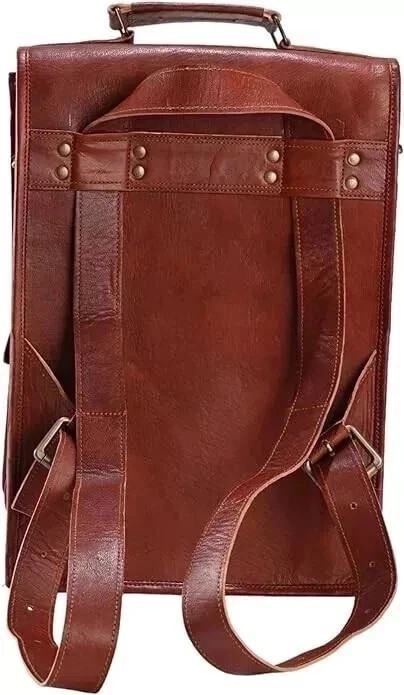 Leather Goat Backpack Bag Rucksack Vintage Genuine Travel Men’s New Brown Laptop