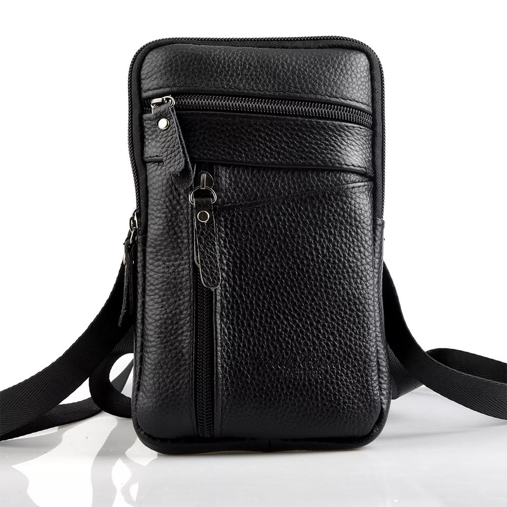 Men’s Leather Waist Bag Sling Backpack Crossbody Chest Bag Sling Shoulder Bags