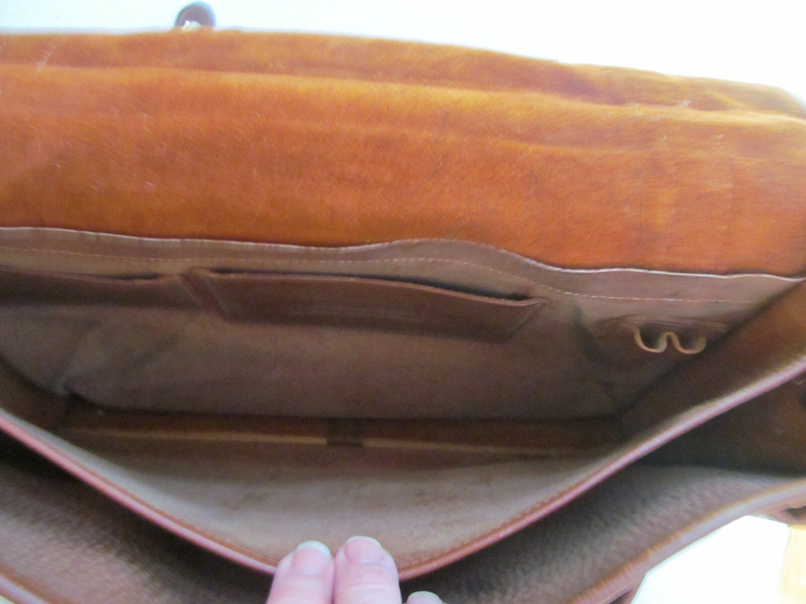 Green Fields ShafMaster Leather Co brown messenger attaché bag briefcase