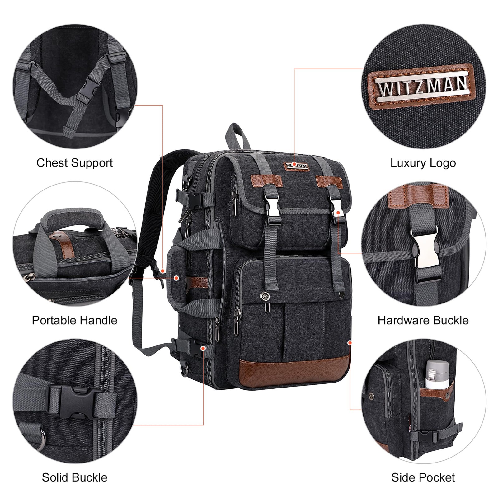 Canvas Travel Backpack for Men Large Laptop Backpack Fit 16 inch Carry-on Air…