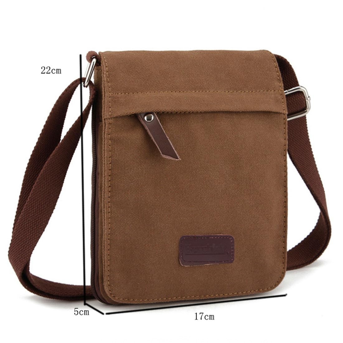 Berchirly Small Mini Daily Key Carry Bag Men Canvas Leather Medium, Black