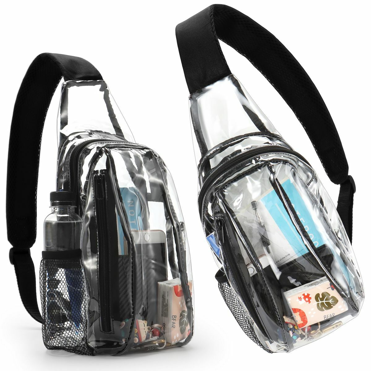 2Pcs Clear Sling Bag Stadium Approved Mini PVC Crossbody Shoulder Backpack Chest