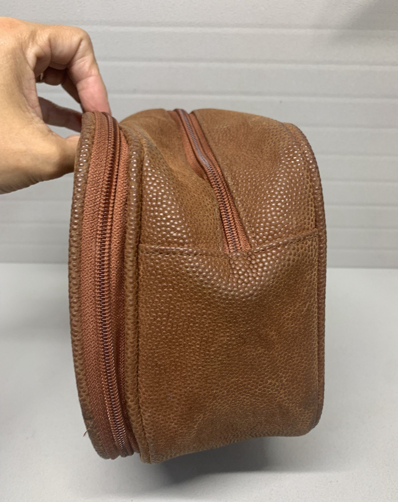 Vintage Lagerfeld Dopp Toiletry Bag Brown Leather ~See Photos/Read Description