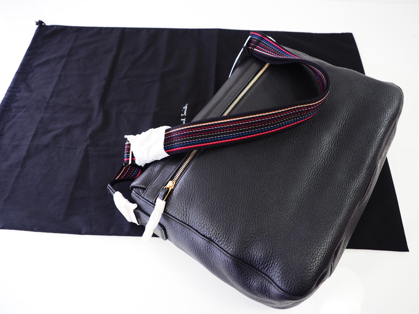 Paul Smith Black Leather Laptop Messenger Bag City Webbing Crossbody NWT