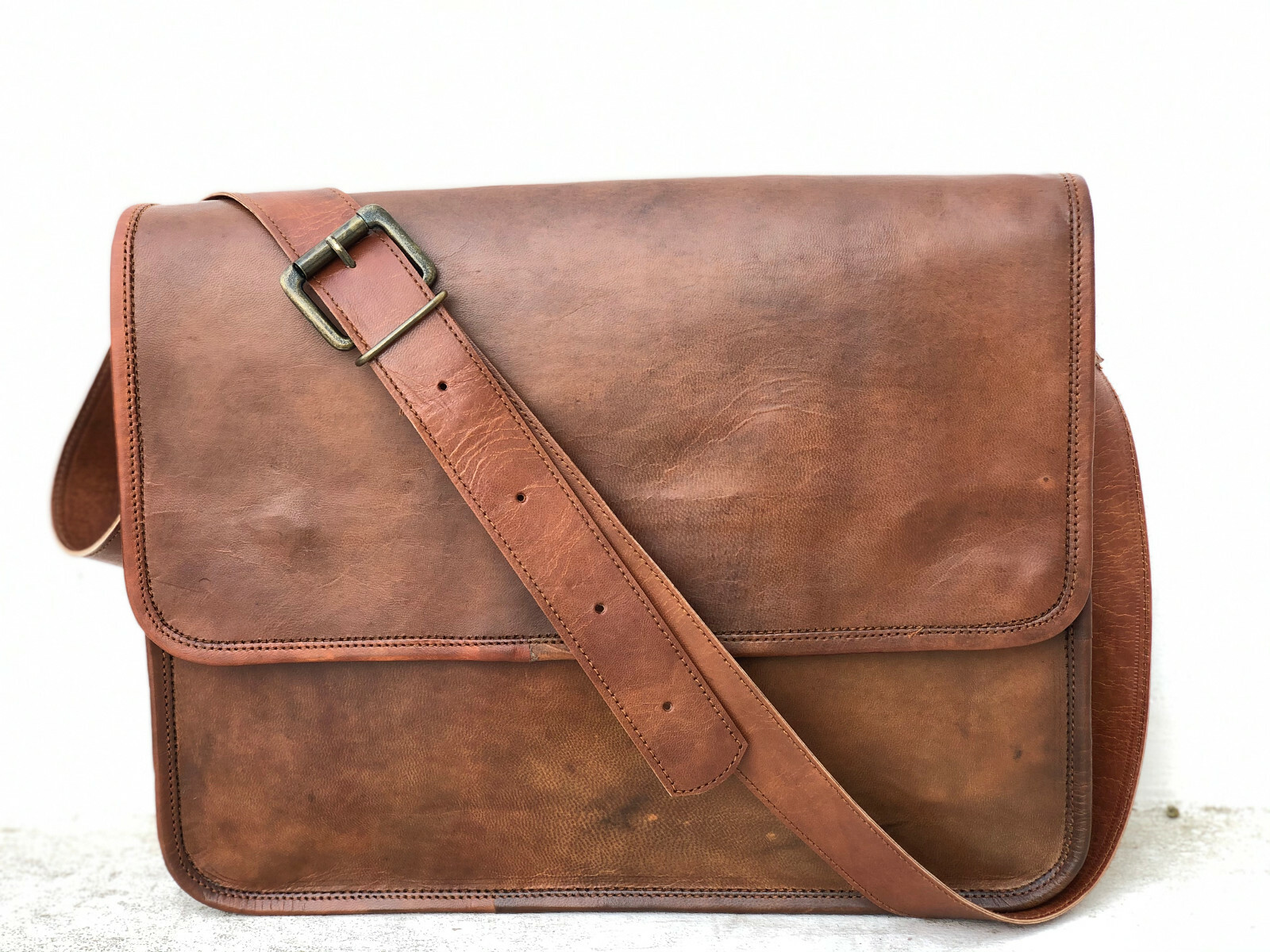 Men’s Top Seller Leather Vintage Laptop Messenger Handmade Briefcase Bag Satchel