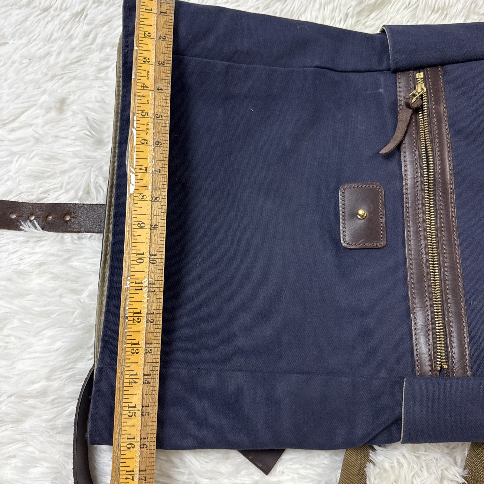Esperos Soho Rolltop Backpack Navy Canvas Leather Straps USA Made Laptop Bag