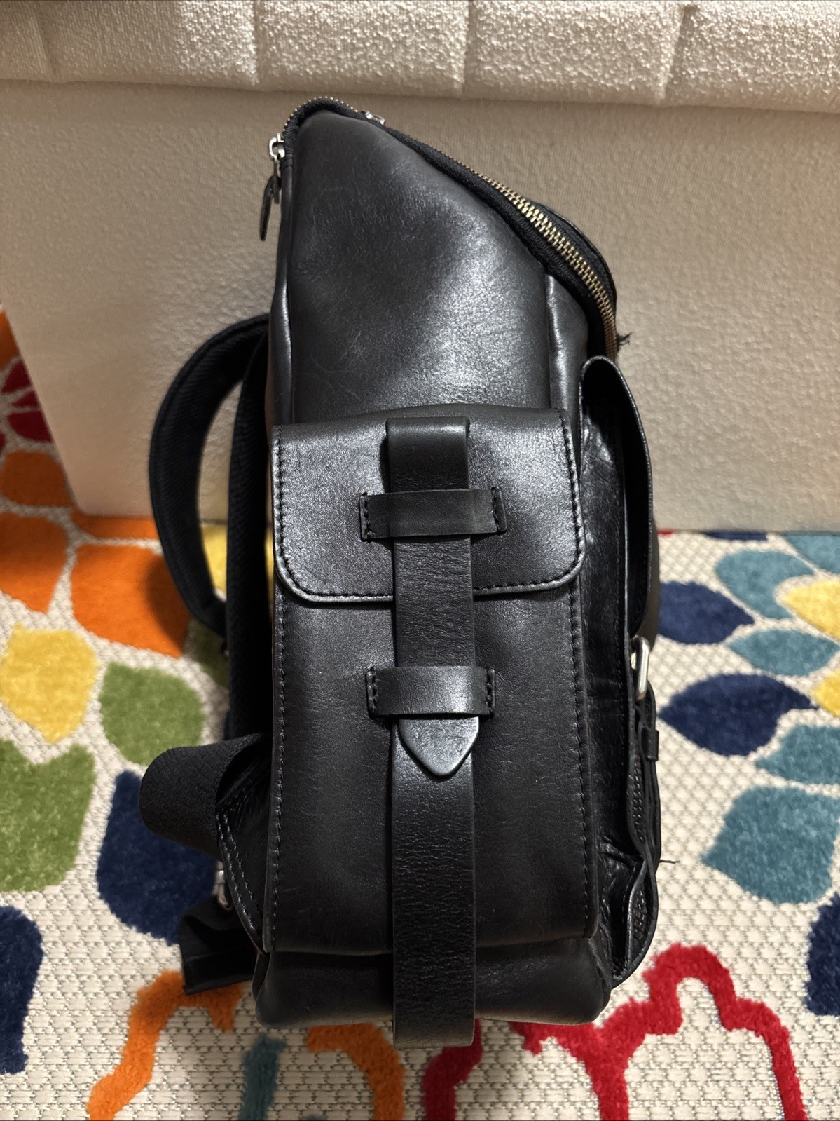 Velez Archaeology Backpack In Vintage Black Leather Excellent Condition