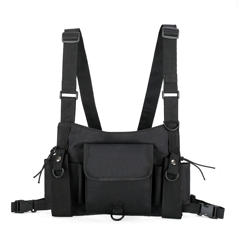 Waist Pack Nylon Adjustable Vest Hip Hop Streetwear Functional Tactical Chest Ri