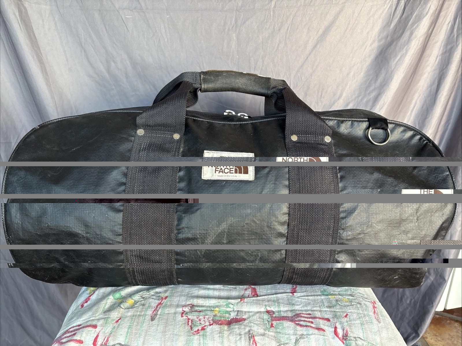 Vintage THE NORTH FACE Brown Label Duffle Bag BLACK RUBBER Made in USA 32×20