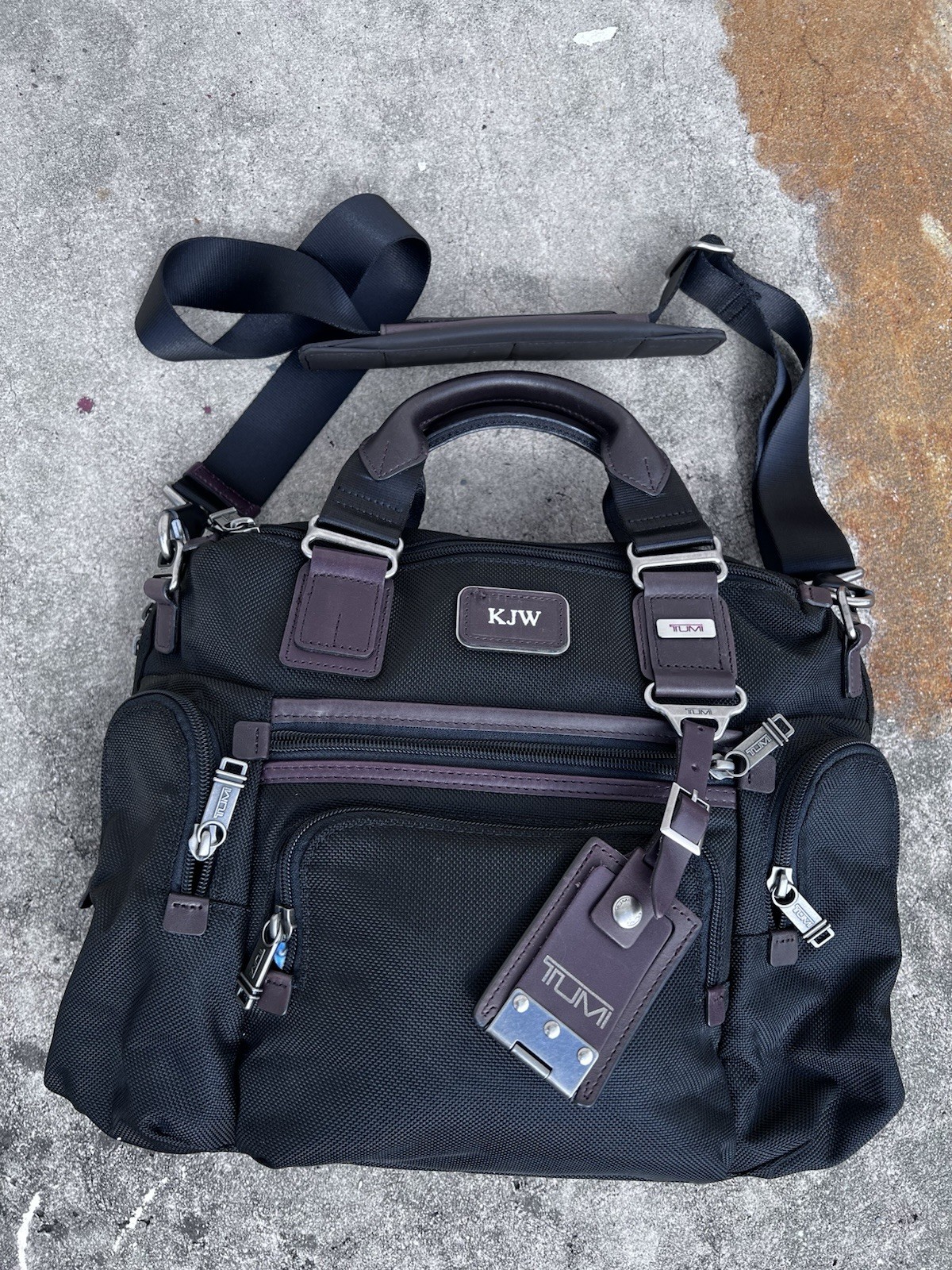 TUMI Black/Brown Nylon and Leather Alpha Bravo Brooks Slim Briefcase