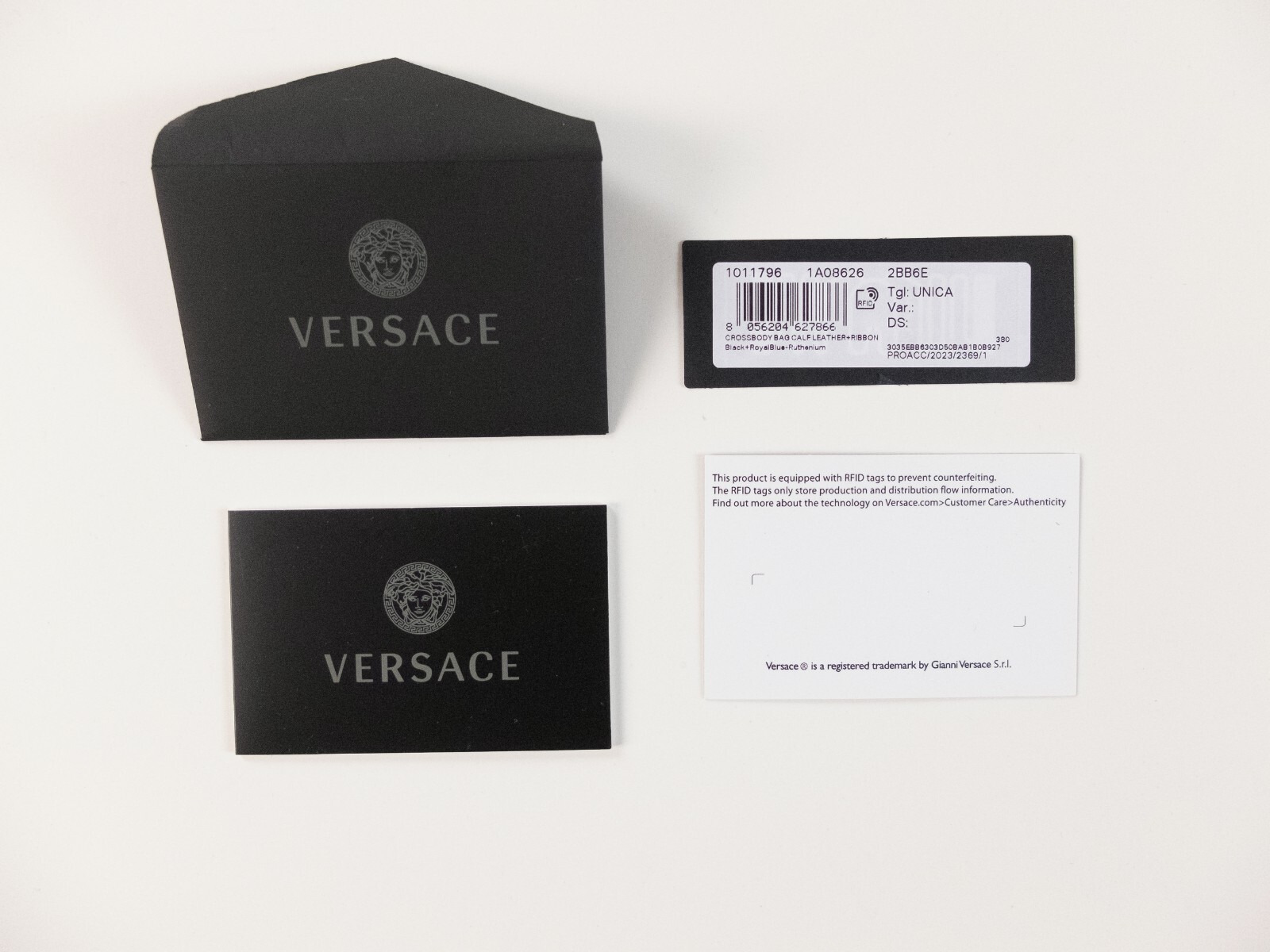 (NO CUSTOMS TAX) VERSACE La Greca Greek key black leather crossbody camera bag