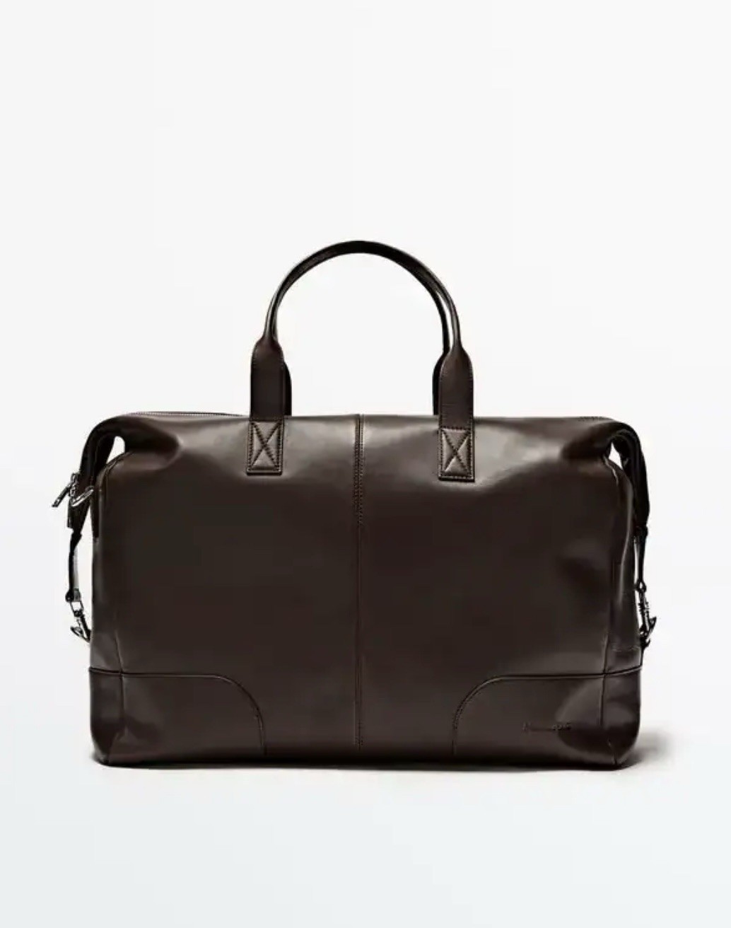 Massimo Dutti Leather Large Bag Brown New With Tags Made In India. 18”x 17”x 8”